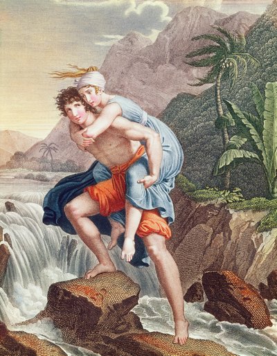 Paul che porta Virginie attraverso il fiume, 1805 da Francois Pascal Simon Gerard